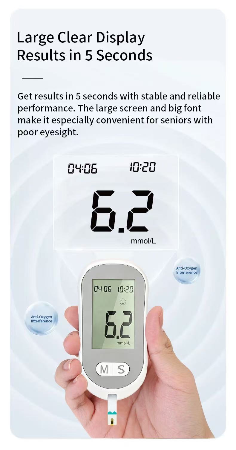 Smart Blood Glucose Meter Accurate Blood Glucose Meter Diabetes Home Blood Glucose Test Kit Blood Glucose Tester with Blood Glucose Meter + 50 Test Strips + 50 Needles + Blood Collection Pen