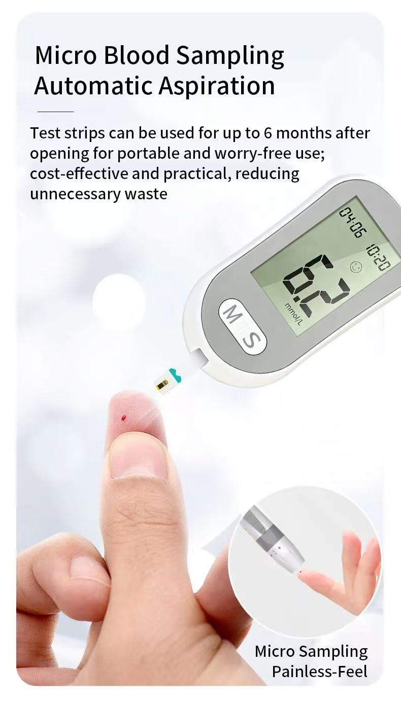 Smart Blood Glucose Meter Accurate Blood Glucose Meter Diabetes Home Blood Glucose Test Kit Blood Glucose Tester with Blood Glucose Meter + 50 Test Strips + 50 Needles + Blood Collection Pen