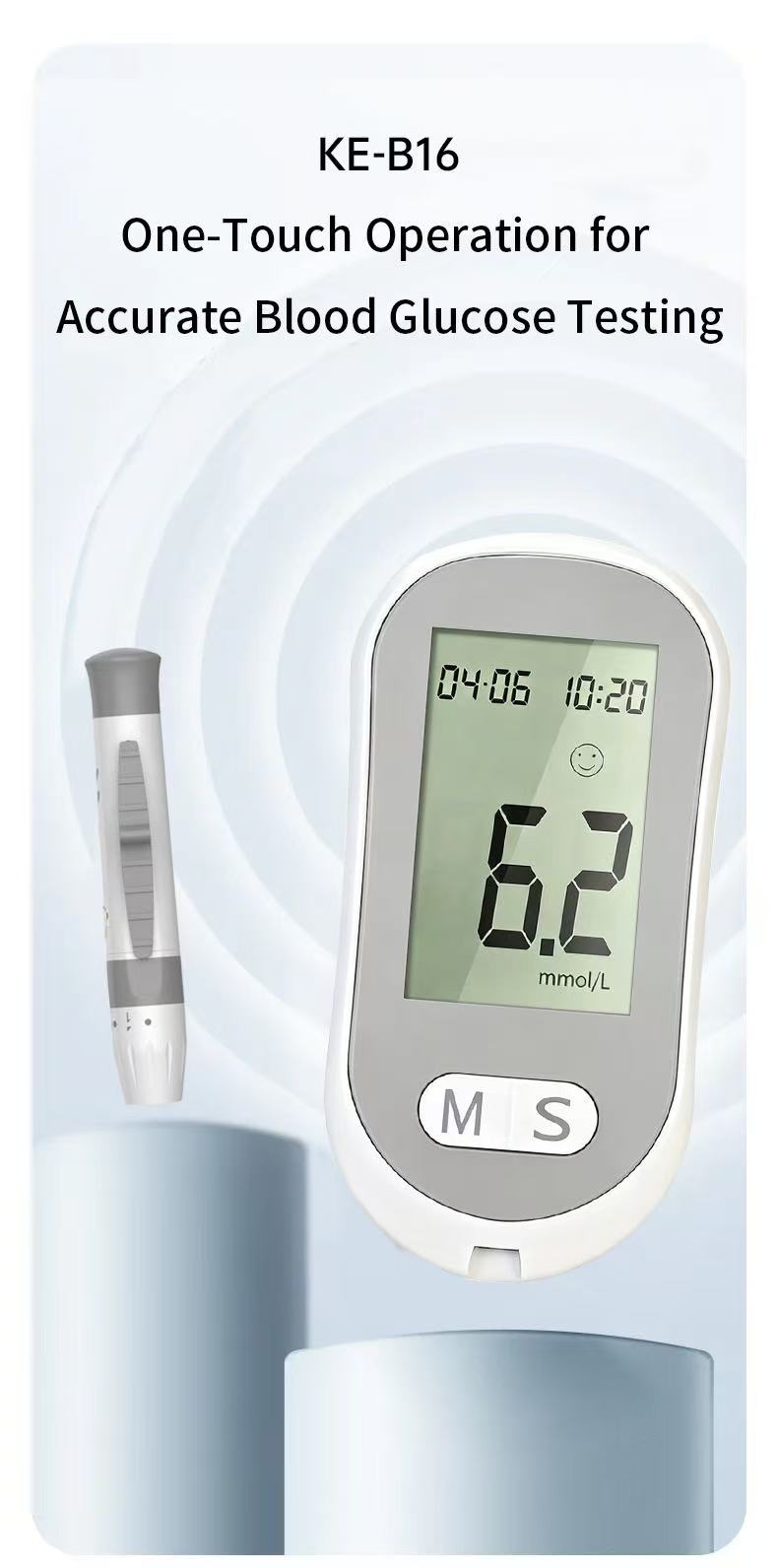 Smart Blood Glucose Meter Accurate Blood Glucose Meter Diabetes Home Blood Glucose Test Kit Blood Glucose Tester with Blood Glucose Meter + 50 Test Strips + 50 Needles + Blood Collection Pen