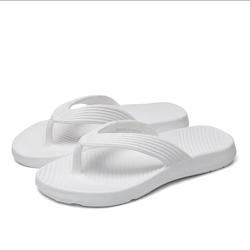 Unisex Non‑Slip EVA Flip‑Flop Shoes, White Black & Pink Lightweight Beach Sandals With Grooved Sole, Cushioned Footbed, Water‑Resistant, Multiple Sizes, Trendy Summer Footwear For Men & Women