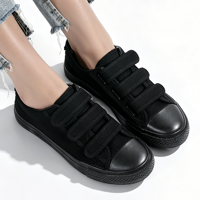 SHJO Women's Shoes Flats Canvas Shoes New Velcro Korean Style Low-Top Student Sneakers Cloth Shoes Casual Shoes