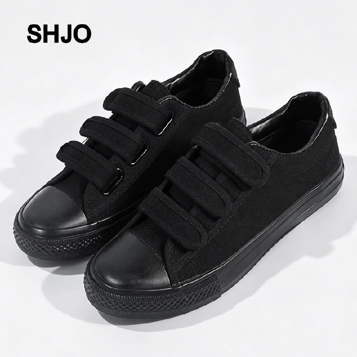 SHJO Women's Shoes Flats Canvas Shoes New Velcro Korean Style Low-Top Student Sneakers Cloth Shoes Casual Shoes
