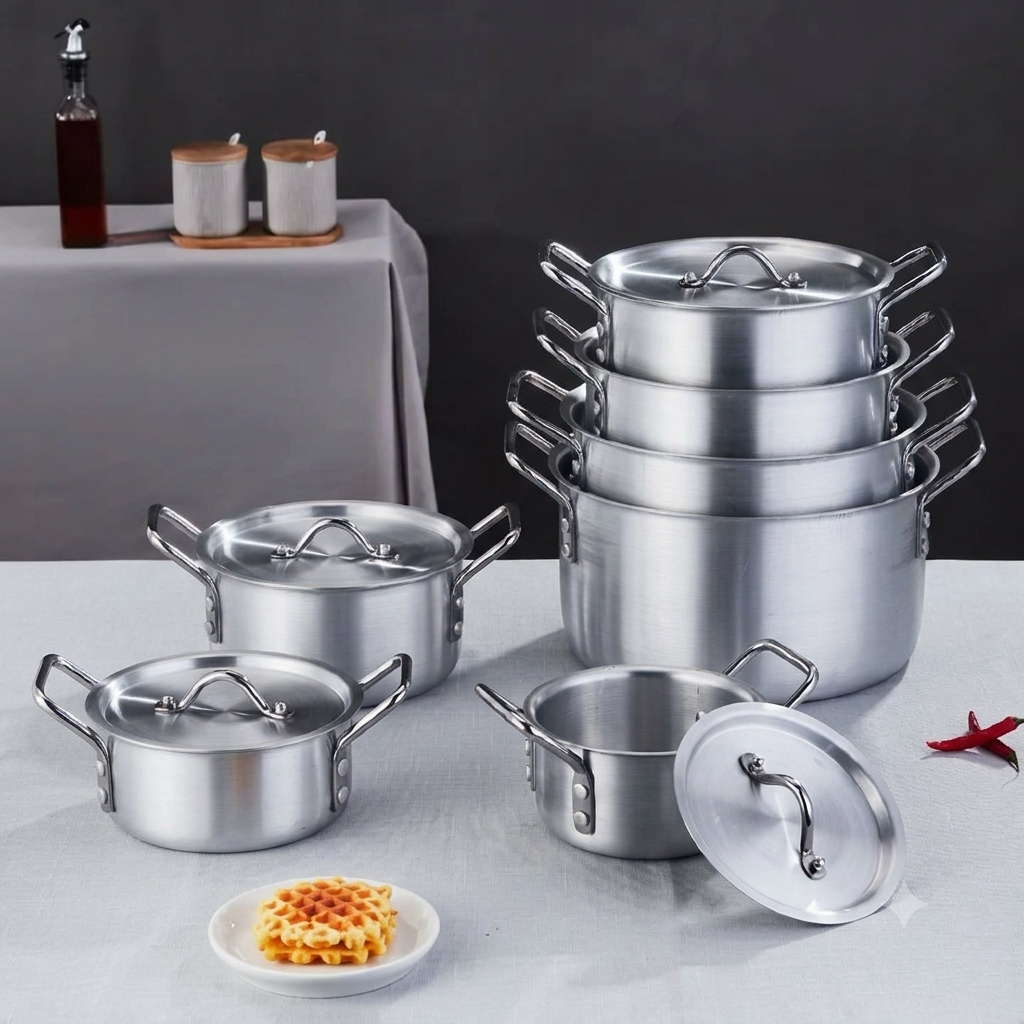 14PCS Tornado Heavy Aluminium Non-Stick Cookware Set, 7 Cooking Pots with 7 Lids, Durable Sufuria Set for Home Kitchen