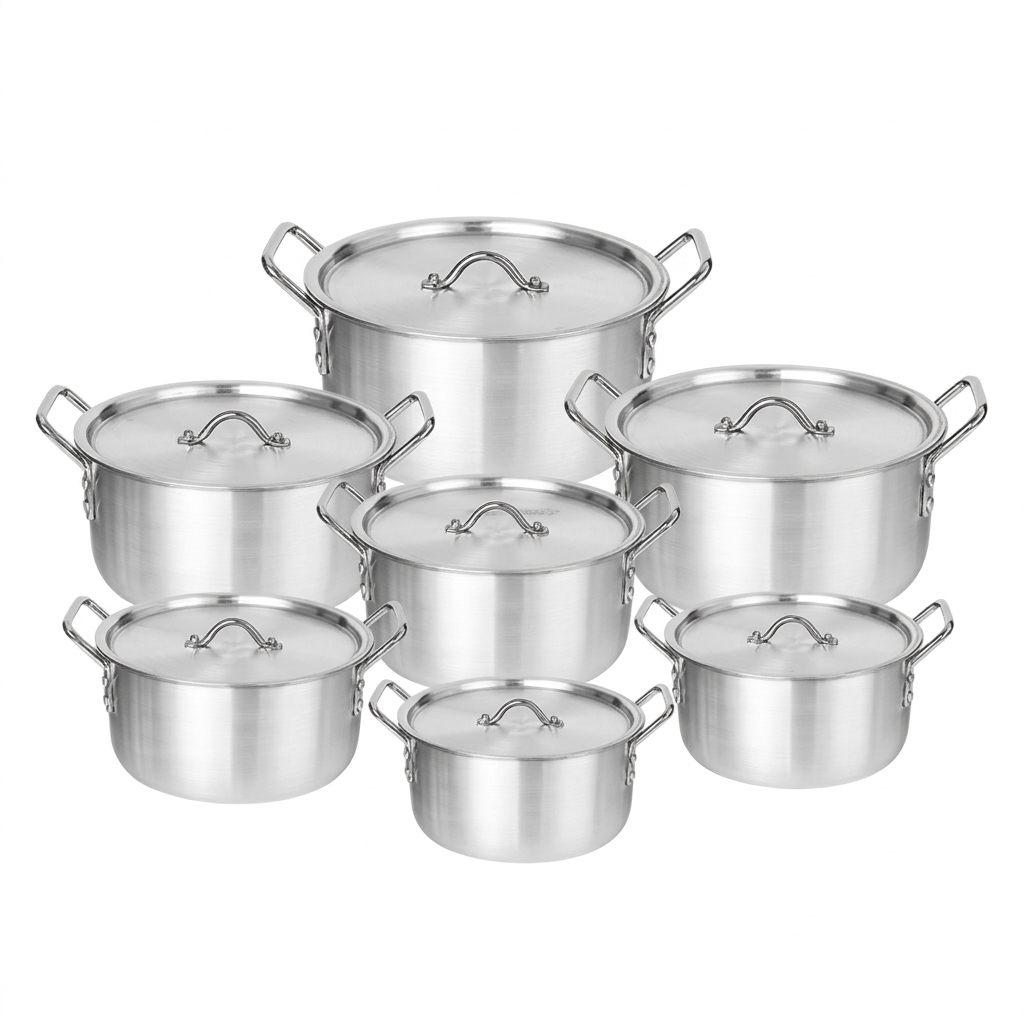 14PCS Tornado Heavy Aluminium Non-Stick Cookware Set, 7 Cooking Pots with 7 Lids, Durable Sufuria Set for Home Kitchen