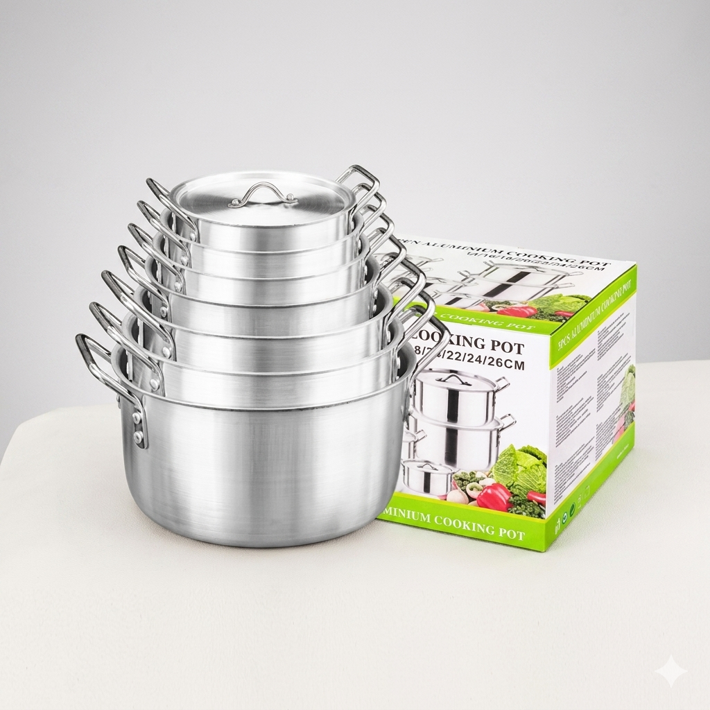 14PCS Tornado Heavy Aluminium Non-Stick Cookware Set, 7 Cooking Pots with 7 Lids, Durable Sufuria Set for Home Kitchen