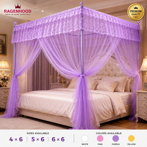 4-Stand Mosquito Net 4×6/5×6/6×6 Canopy Bed Net  Pillow Bundle
