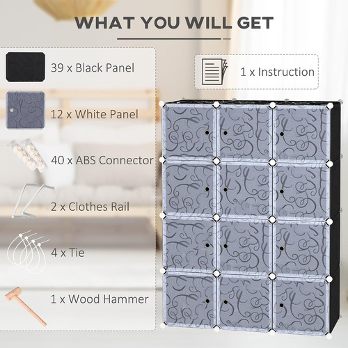 Large Plastic Wardrobe 3-Column Portable Closet with Hanging Space & Shoe Rack, Clothes Storage Organizer for Bedroom, Home, Clothes, Shoes & Household Items