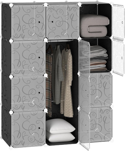 Large Plastic Wardrobe 3-Column Portable Closet with Hanging Space & Shoe Rack, Clothes Storage Organizer for Bedroom, Home, Clothes, Shoes & Household Items