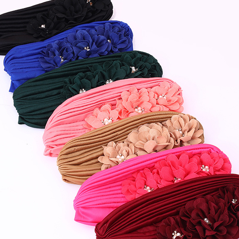 Lady Fashion Elegant side Three flowers Little Flower Watermelon hat nation hood