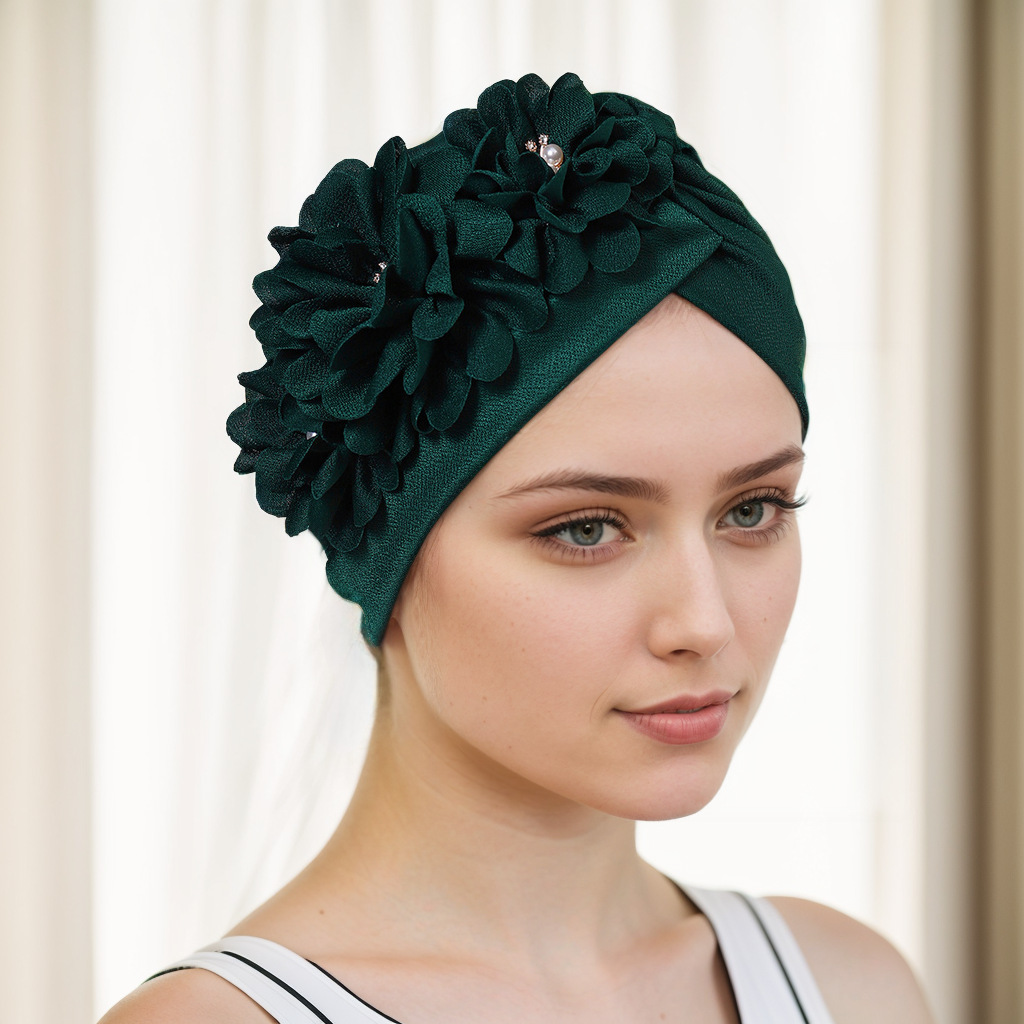 Lady Fashion Elegant side Three flowers Little Flower Watermelon hat nation hood