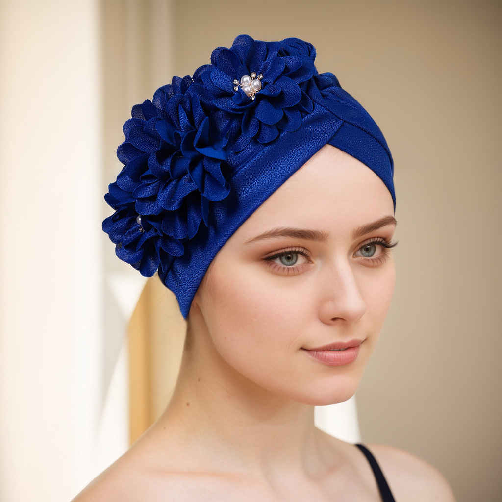 Lady Fashion Elegant side Three flowers Little Flower Watermelon hat nation hood
