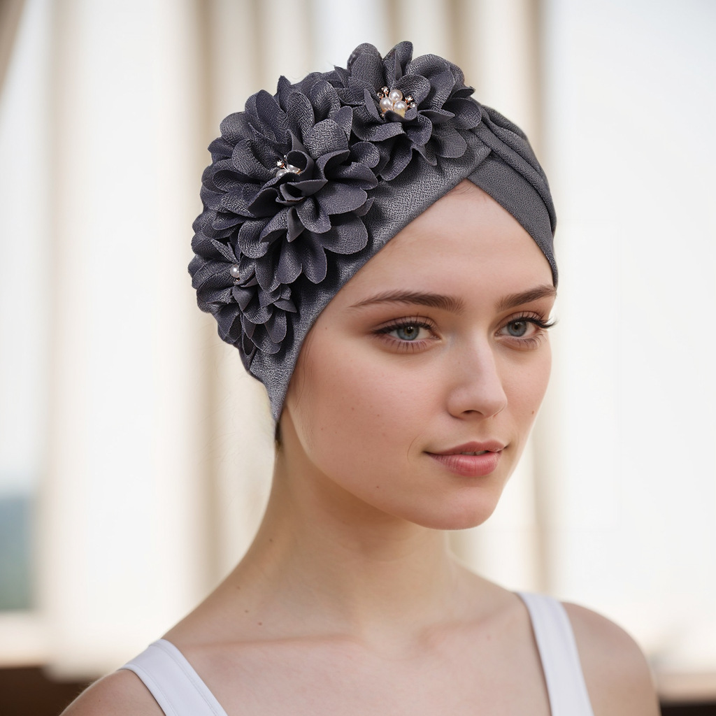 Lady Fashion Elegant side Three flowers Little Flower Watermelon hat nation hood