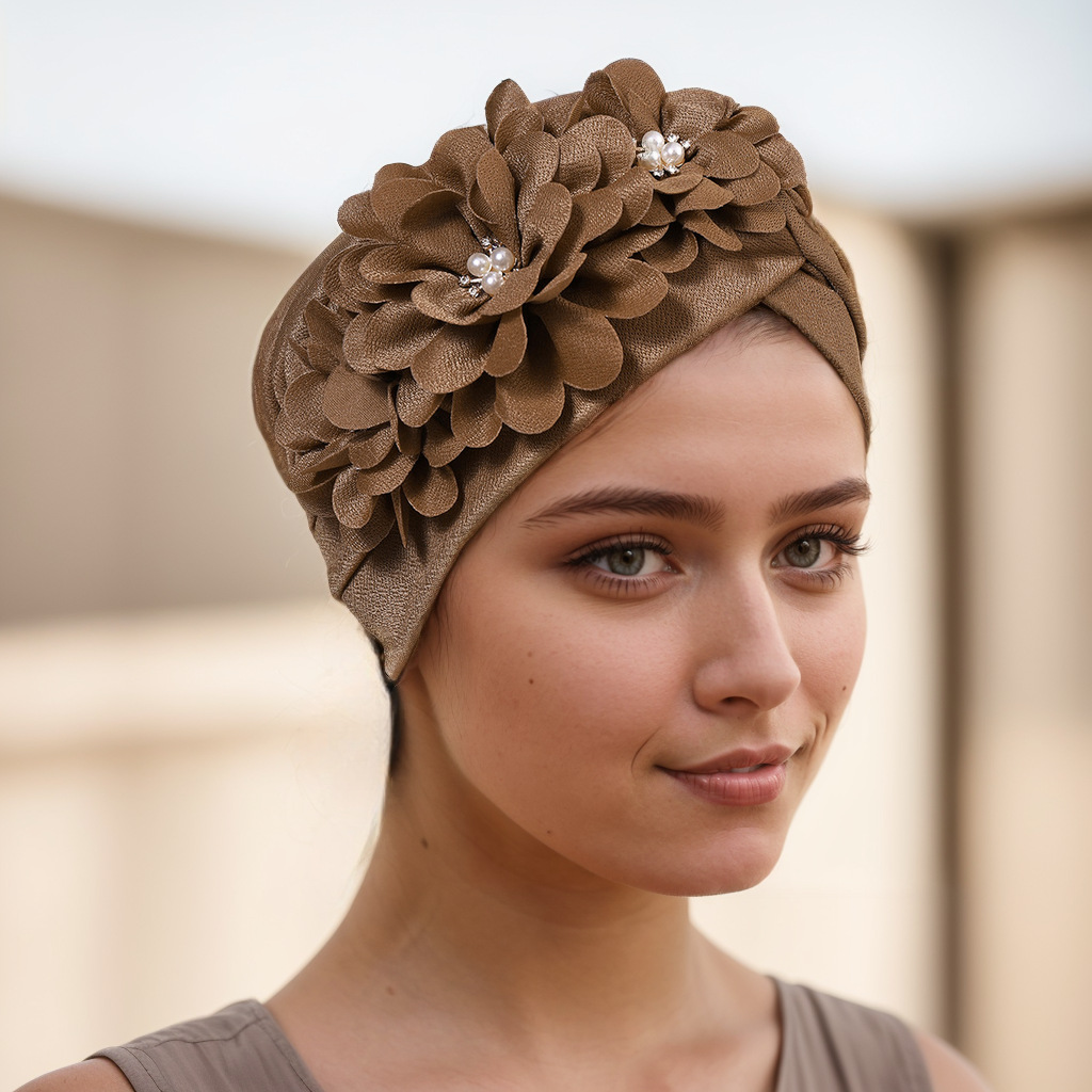 Lady Fashion Elegant side Three flowers Little Flower Watermelon hat nation hood