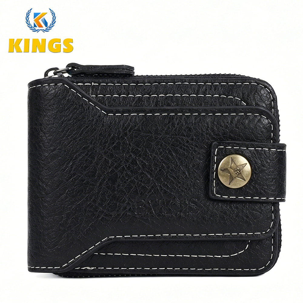 Men Wallet Black Short Wallets Business Billfold Horizontal Wallet Card Holder