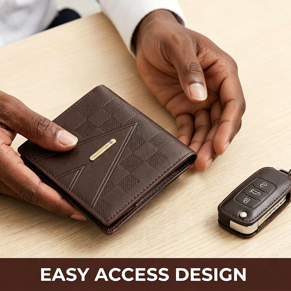 Men Wallet Black Short Wallets Business Billfold Horizontal Wallet Card Holder