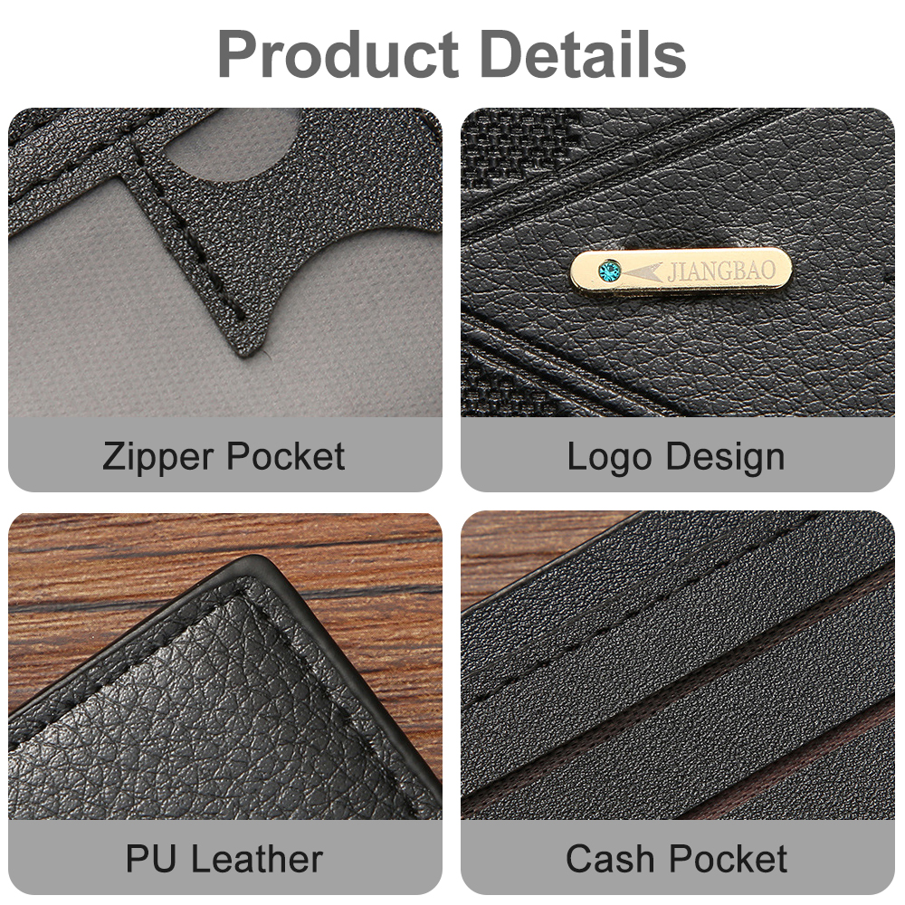 Men Wallet Black Short Wallets Business Billfold Horizontal Wallet Card Holder