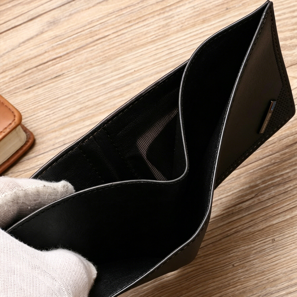 Men Wallet Black Short Wallets Business Billfold Horizontal Wallet Card Holder