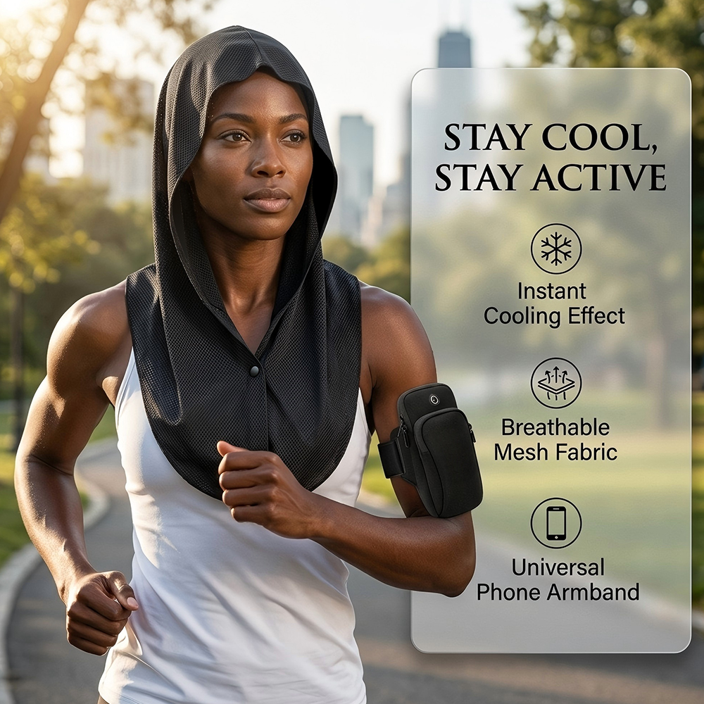 New Arrival Unisex Mobile Arm Bags + Sunscreen Shawl Set Outdoor Armband Quick Dry Towel Running Arm Bag Sunscreen Headscarf