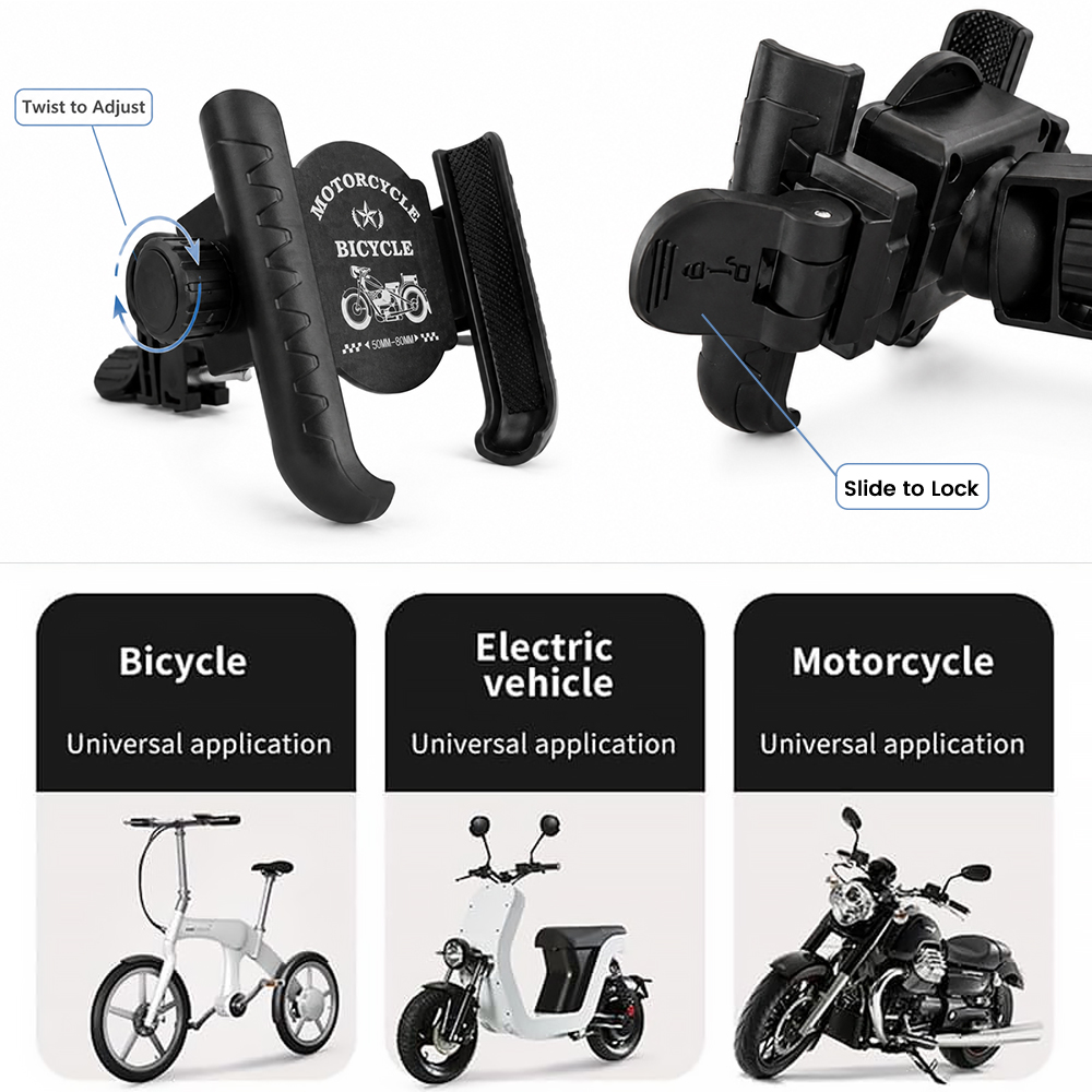 Motorcycle Bike Phone Mount Plastic Handlebar Phone Holder Adjustable Cycling Bracket
