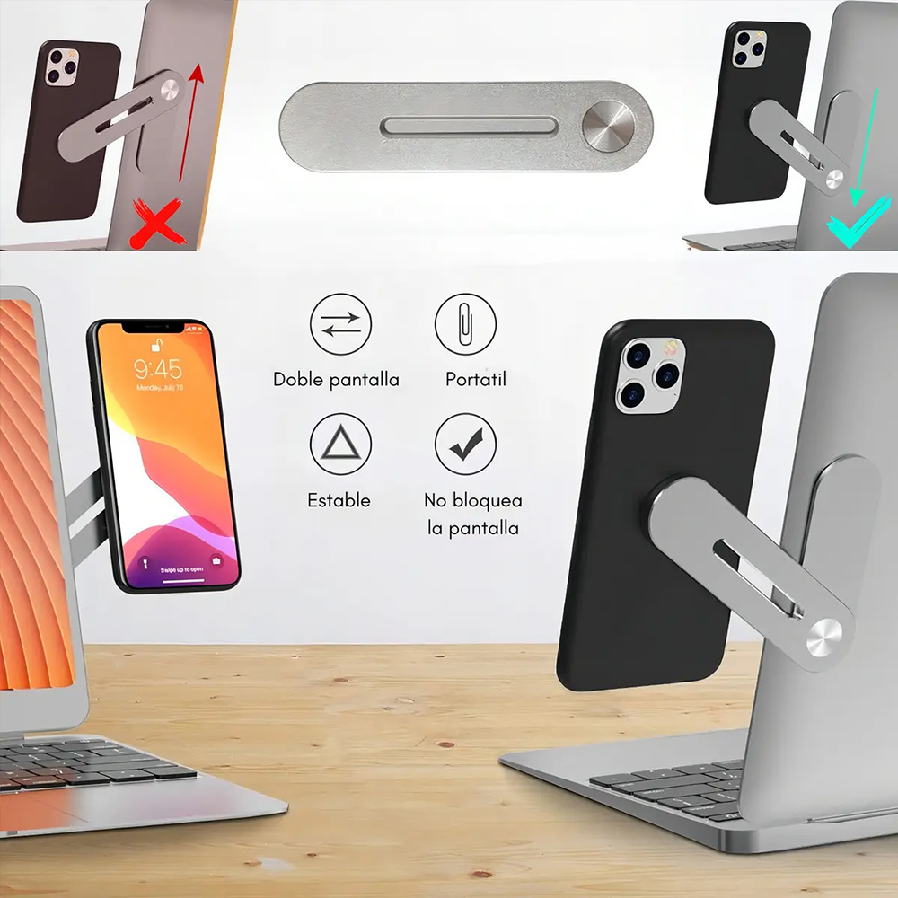 Magnetic Laptop Side Phone Holder Plastic Adjustable Phone Mount Multi-Angle Rotatable Bracket