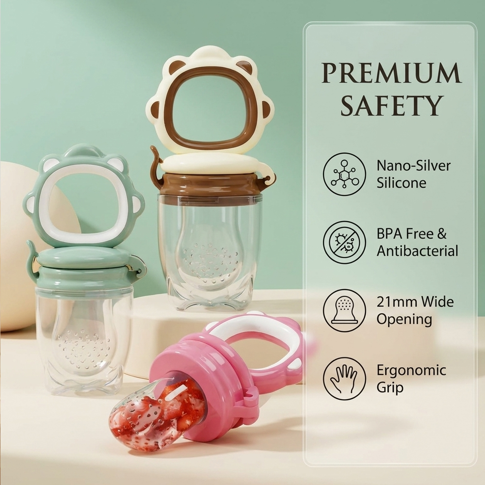 3-Piece Baby Teether Fruit and Vegetable Pacifiers Set Safe & Fun Teething Helper for Babies 3+ Months