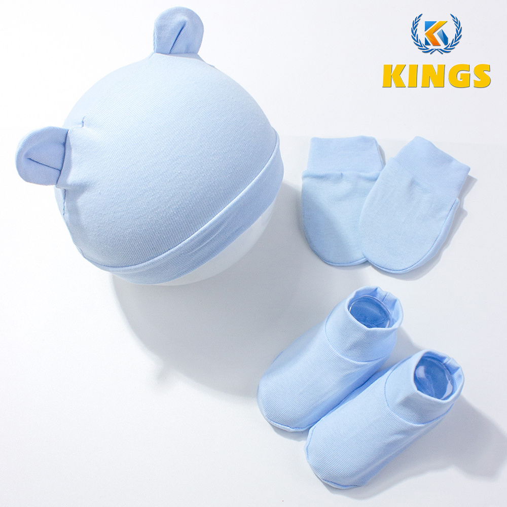 kids Hat Gloves & Slipper Socks Set Bear Ear Turban Child Anti-grabbing Gloves 3-Pack (0-3 Yrs)