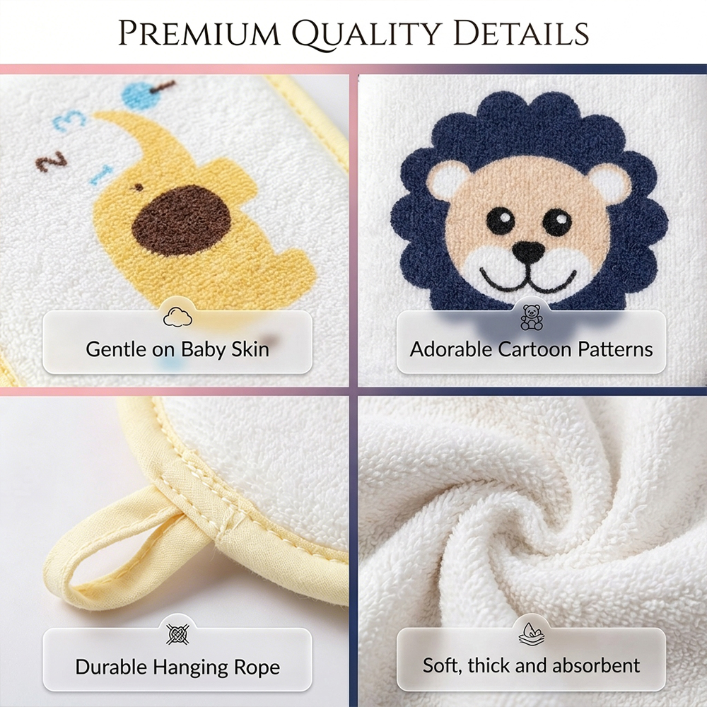 2-Piece Baby Bath Sponge Children Sponge Cute Cartoon Design with Hanging Rope