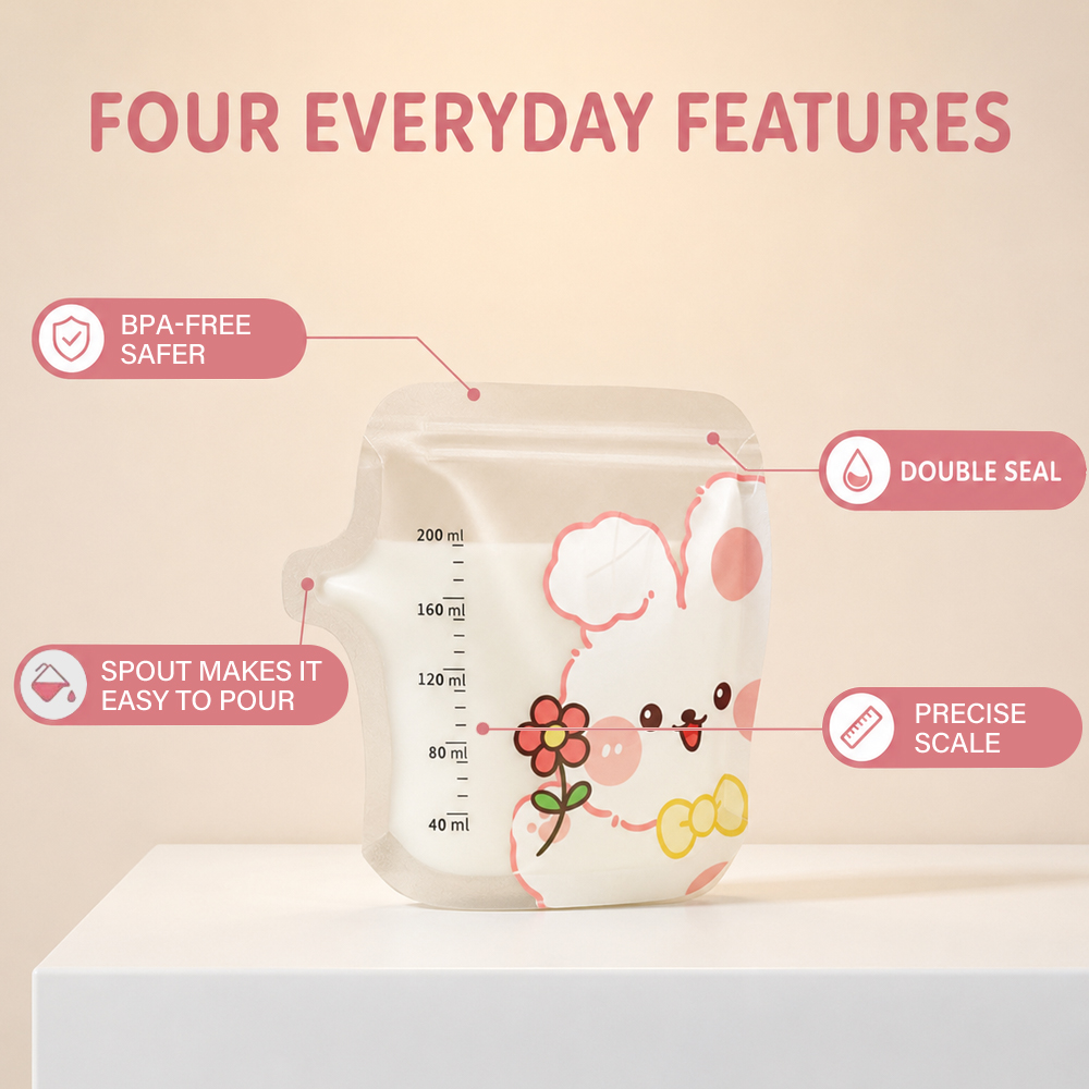 30Pcs Disposable Milk Storage Bags 200ml Snacks & Complementary Food Bags PE Material