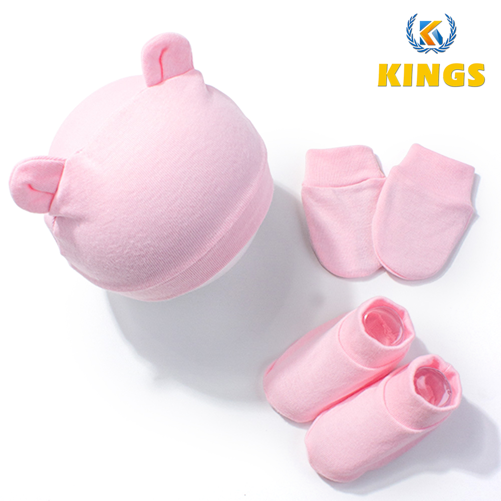 kids Hat Gloves & Slipper Socks Set Bear Ear Turban Child Anti-grabbing Gloves 3-Pack (0-3 Yrs)