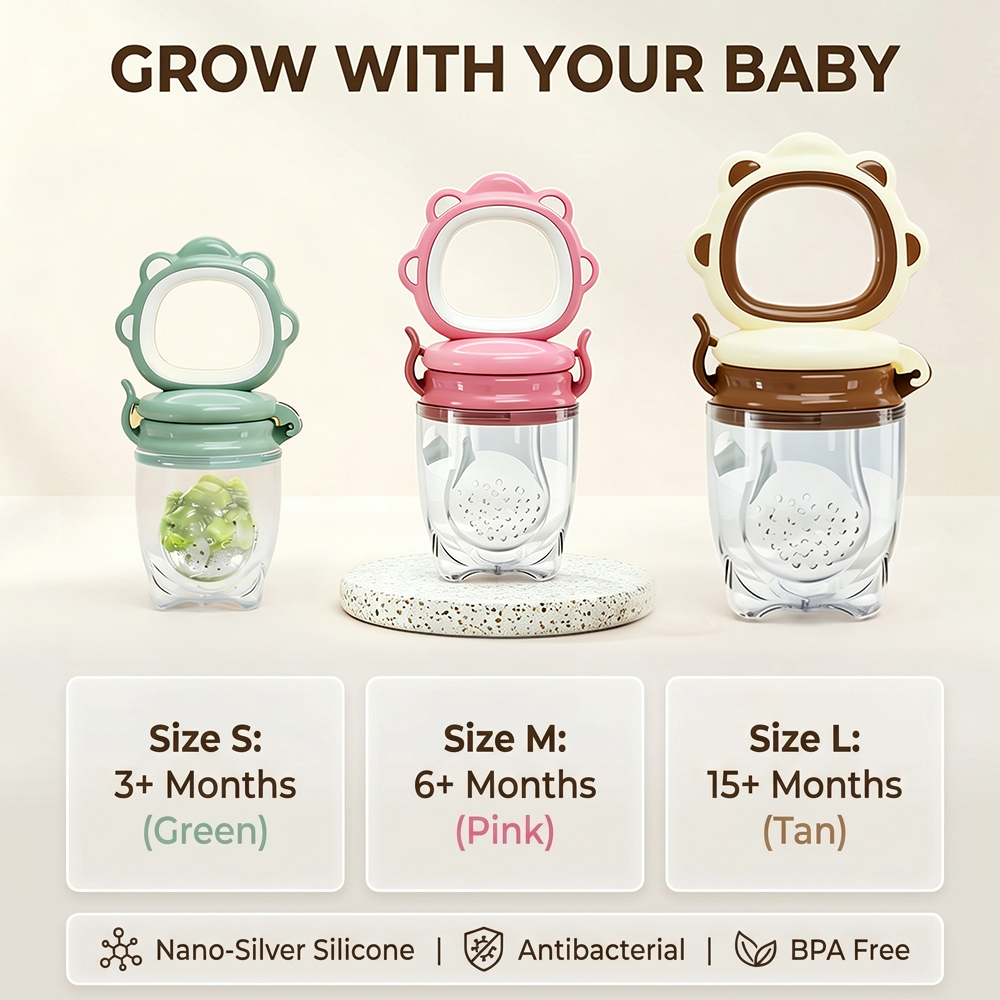 3-Piece Baby Teether Fruit and Vegetable Pacifiers Set Safe & Fun Teething Helper for Babies 3+ Months