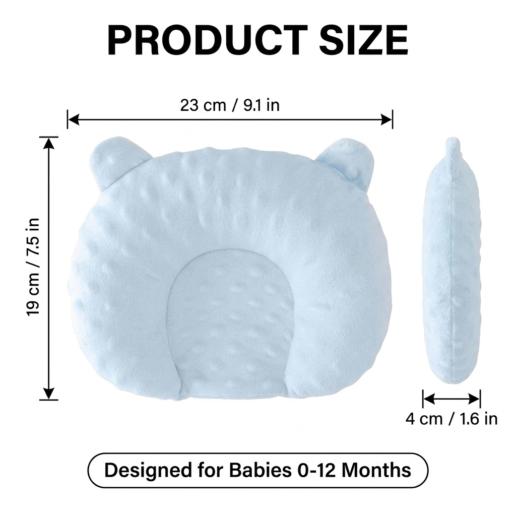 Bear Ear Baby Shaping Pillow U-Shaped Curved Head Support Pillow For 0-1 Yrs