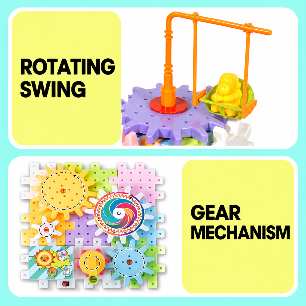 Children's Electric Gear Building Block Toy Kids 83 Pieces Blocks Set (4-6 Yrs, Battery Not Included)
