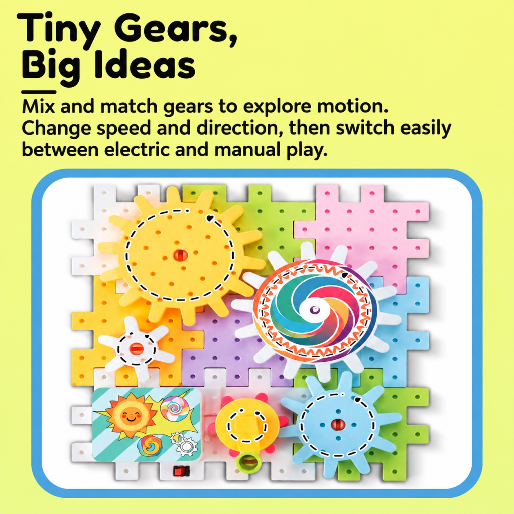Children's Electric Gear Building Block Toy Kids 83 Pieces Blocks Set (4-6 Yrs, Battery Not Included)
