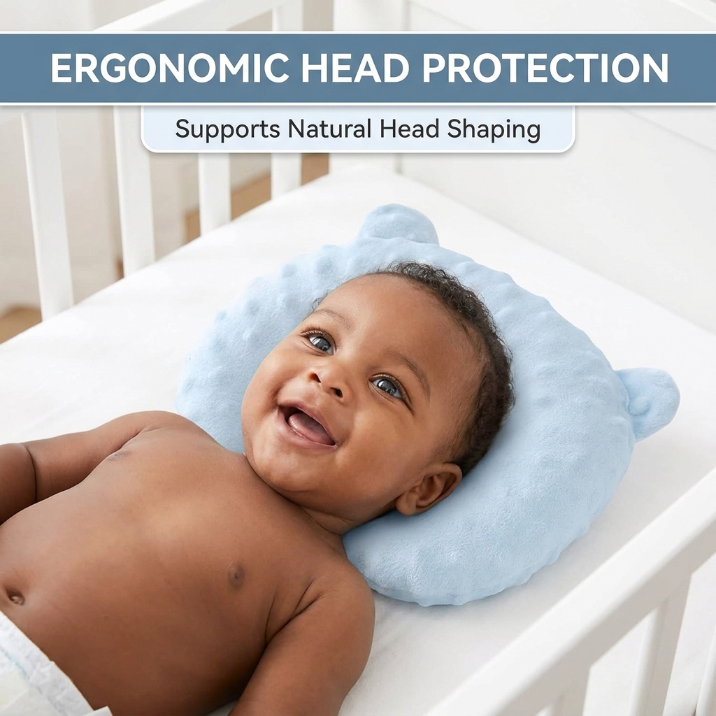 Bear Ear Baby Shaping Pillow U-Shaped Curved Head Support Pillow For 0-1 Yrs