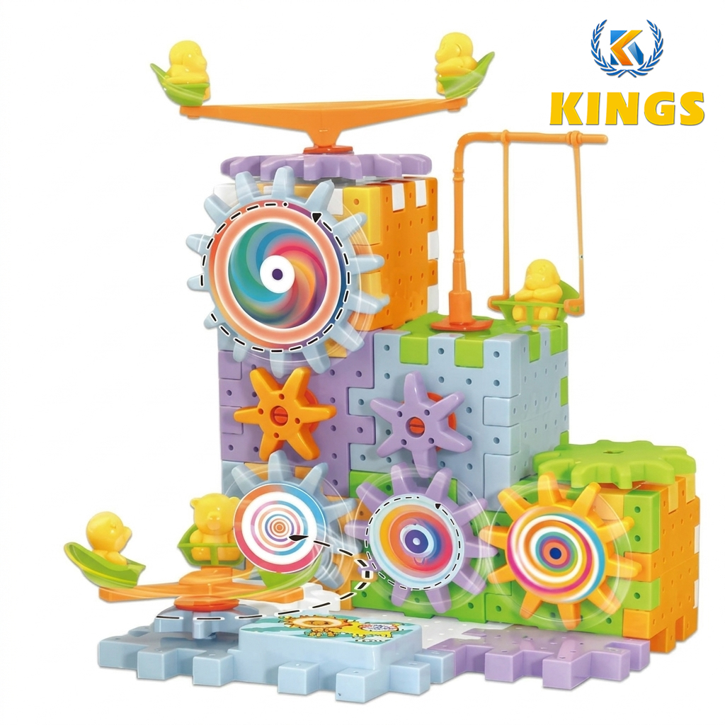 Children's Electric Gear Building Block Toy Kids 83 Pieces Blocks Set (4-6 Yrs, Battery Not Included)