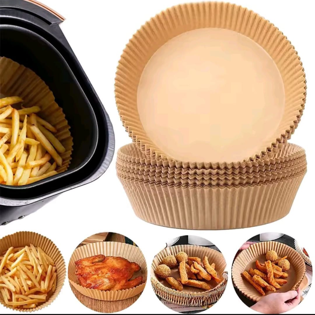 50PCS Non-Stick Air Fryer Liners Set – Square & Round Disposable Baking Paper Liners for Air Fryer, Oven & Steaming Use, Oil-Proof Food Grade Sheets
