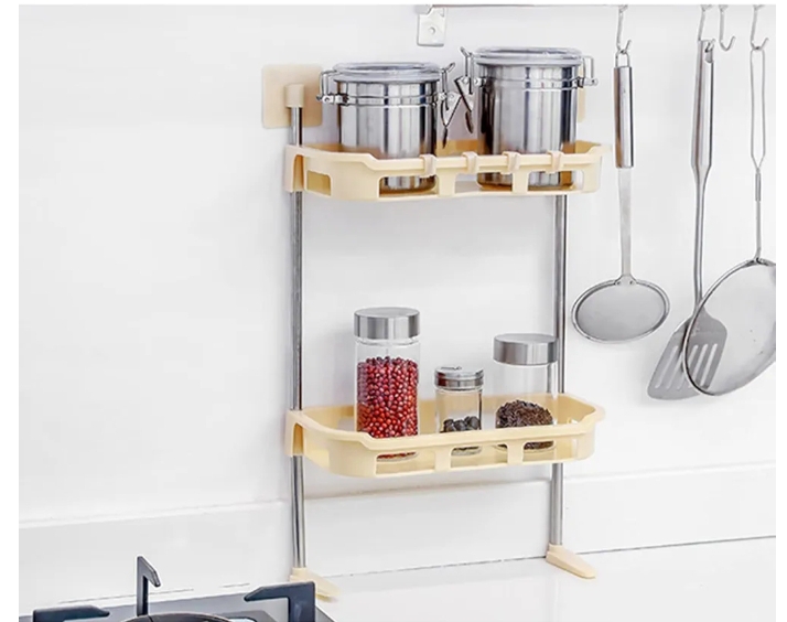 Over the Toilet 2 Layer Self-Adhesive Multi-Functional Storage Rack Organizer – Space Saving Bathroom & Kitchen Shelf for Toiletries, Cleaning Supplies & Accessories