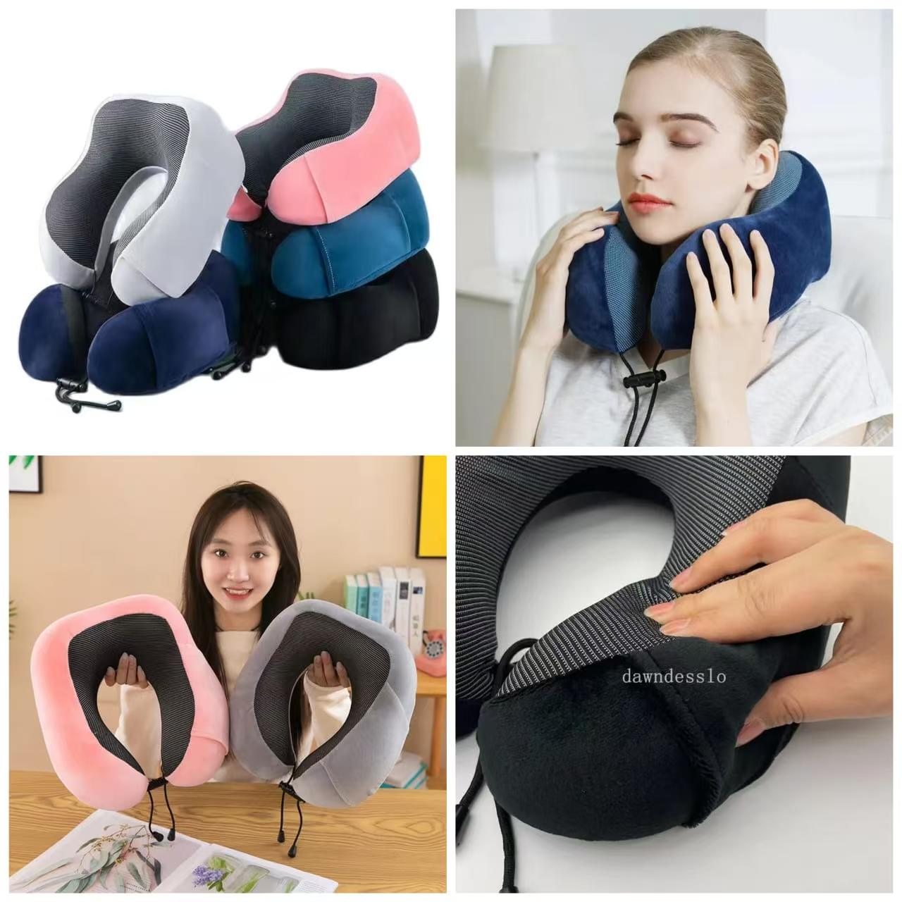 100% Memory Foam Portable Travel Neck Pillow – Soft Washable Cover, Ergonomic Chin Support Neck Cushion for Comfort, Travel, Flights & Office Rest