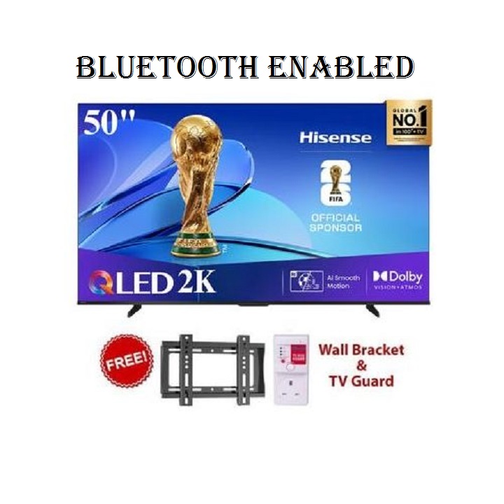 HISENSE 50" INCH SMART QLED TV 50Q5SKEN (2026 Model)- 50" Inch TELEVISION,VIDAA OS,DOBLY AUDIO Bluetooth, DISNEY, WIFI ENABLED,,2K FULL HD TV,NETFLIX,YOUTUBE,PRIME VIDEO HISENSE50+FREE TVGUARD+BRACKET