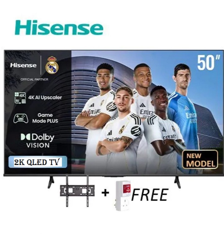 HISENSE 50" INCH SMART QLED TV 50Q5SKEN (2026 Model)- 50" Inch TELEVISION,VIDAA OS,DOBLY AUDIO Bluetooth, DISNEY, WIFI ENABLED,,2K FULL HD TV,NETFLIX,YOUTUBE,PRIME VIDEO HISENSE50+FREE TVGUARD+BRACKET