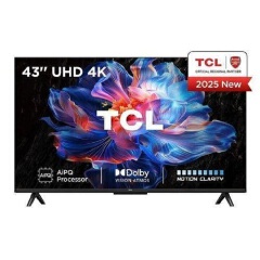TCL 43" Inch SMART TV 4K Ultra HD Google Android TV 43V6D(2026 MODEL) Direct LED TV,HDR10, Bluetooth WIFI ,NETFLIX,YOUTUBE,APP STORE,DOLBY,PRIME VIDEO,GOOGLE CAST SCREEN-BLACK +FREE TV GUARD+BRACKET