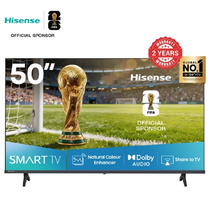 HISENSE 50" INCH SMART TV 50A4Q (2026 Model)- 50" Inch TELEVISION,VIDAA OS,DOBLY AUDIO, Bluetooth Connectivity, WIFI ENABLED,,2K FULL HD TV,NETFLIX,YOUTUBE,COLOR ENHANCER, HISENSE50,+2 YEARS WARRANTY