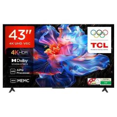 TCL 43" Inch SMART TV 4K Ultra HD Google Android TV 43V6D(2026 MODEL) Direct LED TV,HDR10, Bluetooth WIFI ,NETFLIX,YOUTUBE,APP STORE,DOLBY,PRIME VIDEO,GOOGLE CAST SCREEN-BLACK +FREE TV GUARD+BRACKET