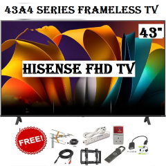 HISENSE 43" INCH SMART TV SMART DIGITAL TELEVISION FULL HD RESOLUTION 43A4 SERIES NETFLIX YOUTUBE TV DTS INBUILT DECODER WIFI VIDAA OS NATURAL COLOR ENHANCER HISENSE43 TV Hisense TV+ 7 FREE GIFTS