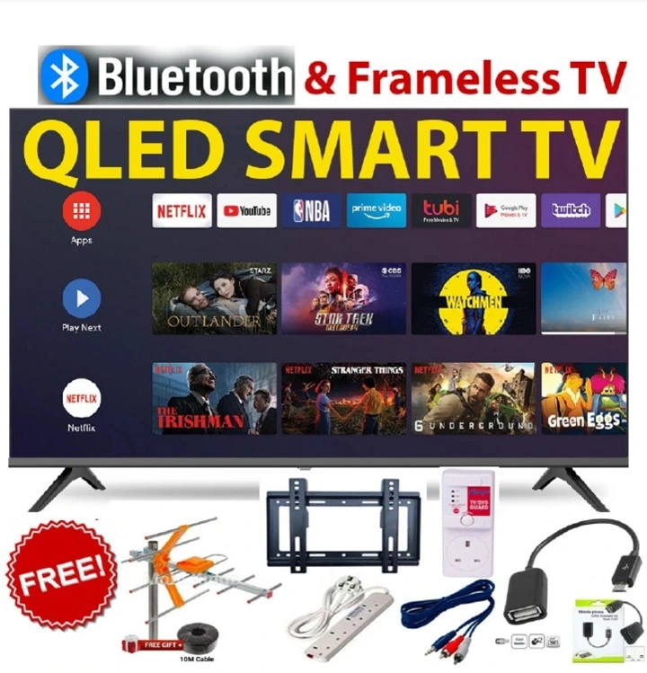 VITRON 43" INCH SMART ANDROID TV FHD QLED TV  ICAST,NETFLIX ,YOUTUBE TELEVISION INBUILT DECODER,WIFI ENABLED, APP STORE 1GB-RAM 8GB-ROM 2*USB PORTS,3*HDMI PORTS VITRON43 HTC4300QFS+ 6 EXTRA  ACCESSORI