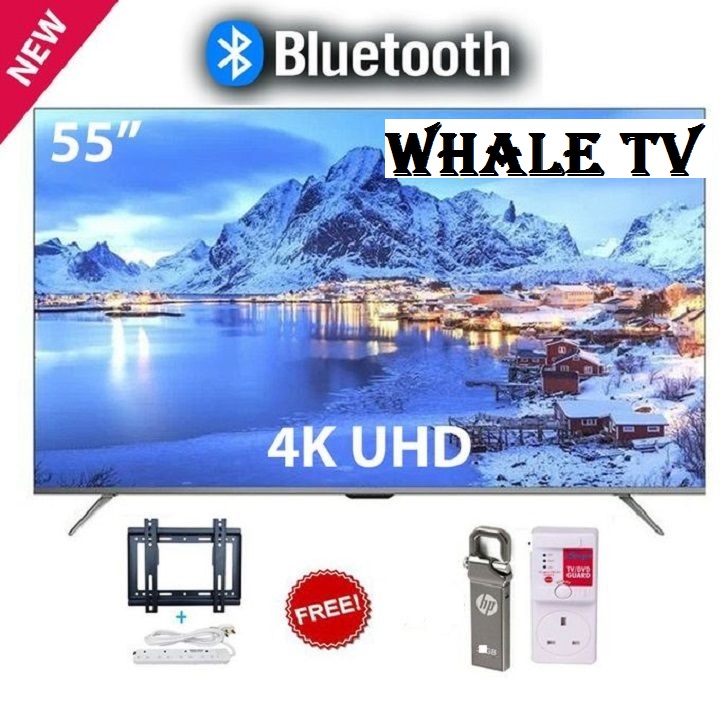 VITRON 55" Inch SMART TV  HTC55W FRAMELESS  BLUETOOTH ENABLED 4K UHD Television WHALE OS TV HDR, Netflix, YouTube Bluetooth Enabled INBUILT DECODER 1.5GBRAM,8GBROM ,WIFI ENABLED VITRON55+ 4 FREE GIFTS