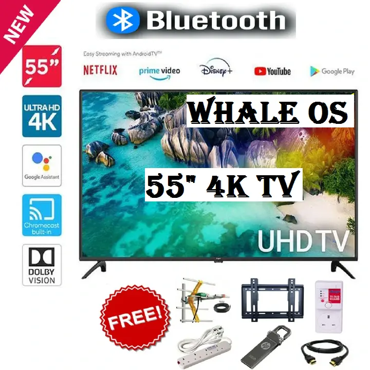 VITRON 55" Inches Smart TV 4K ULTRA HD TV HTC55W Whale OS TV  Netflix YouTube Bluetooth Enabled INBUILT DECODER DSTV APP Voice Control ICAST APPSTORE VITRON55 VITRONTV VITRON TV+ 6 EXTRA FREE GIFTS