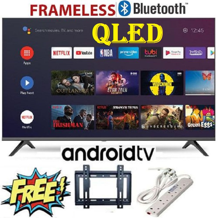 VITRON 43" INCH SMART ANDROID TV QLED TV HTC4300QFS BLUETOOTH  FRAMELESS FHD NETFLIX ,YOUTUBE TELEVISION BUILT-IN WIFI, APP STORE 1GB-RAM 8GB-ROM ICAST  VITRON43+FREE WALL BRACKET+HEAVYDUTY EXTENSION