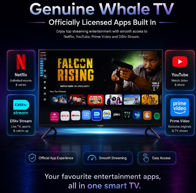 VITRON 50 Inch SMART TV NETFLIX YOUTUBE PRIME VIDEO HTC50QW QLED TV TELEVISION FRAMELESS INBUILT DECODER  4K UHD Bluetooth TV BUILT-IN WIFI 1.5GBRAM 8GBROM VITRON50INCH VITRON TV + 6 EXTRA  FREE GIFTS