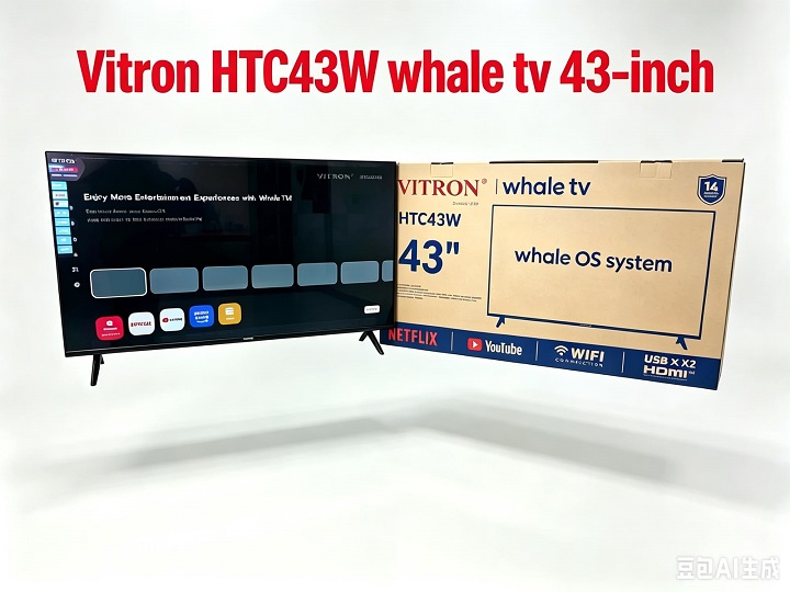 Vitron 43 inch Smart TV Whale OS HTC43W 2K QUAD HD LED TV WIFI Enabled Bluetooth Connectivity Frameless Television Netflix YouTube Prime Video Inbuilt Decoder DSTV Stream VitronTV plus 4 EXTRA GIFTS
